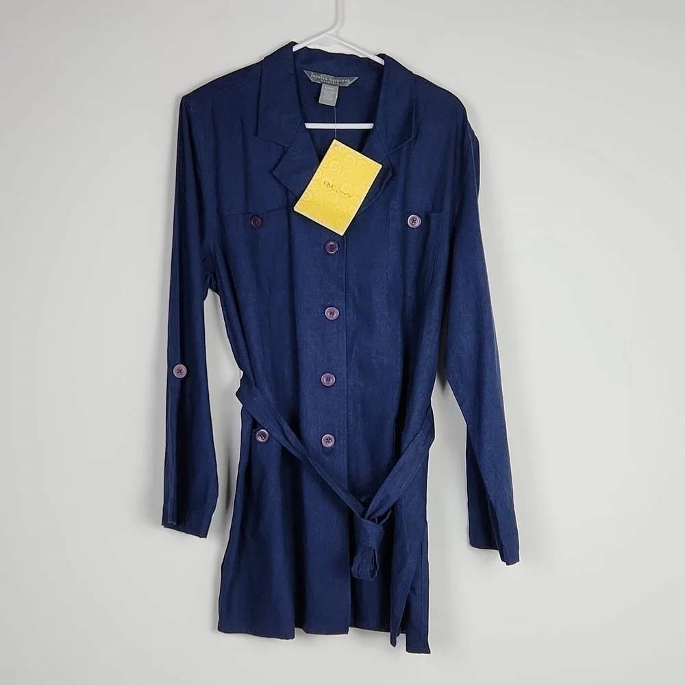 NWT Women's Blue Linen Blend Jacket by Jessica Holbrook size L - Picture 1 of 6